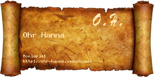 Ohr Hanna névjegykártya